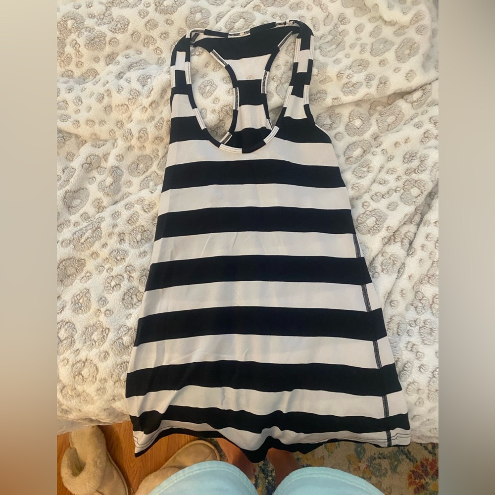 Lululemon Black and White Striped Tank Top Size 2-4